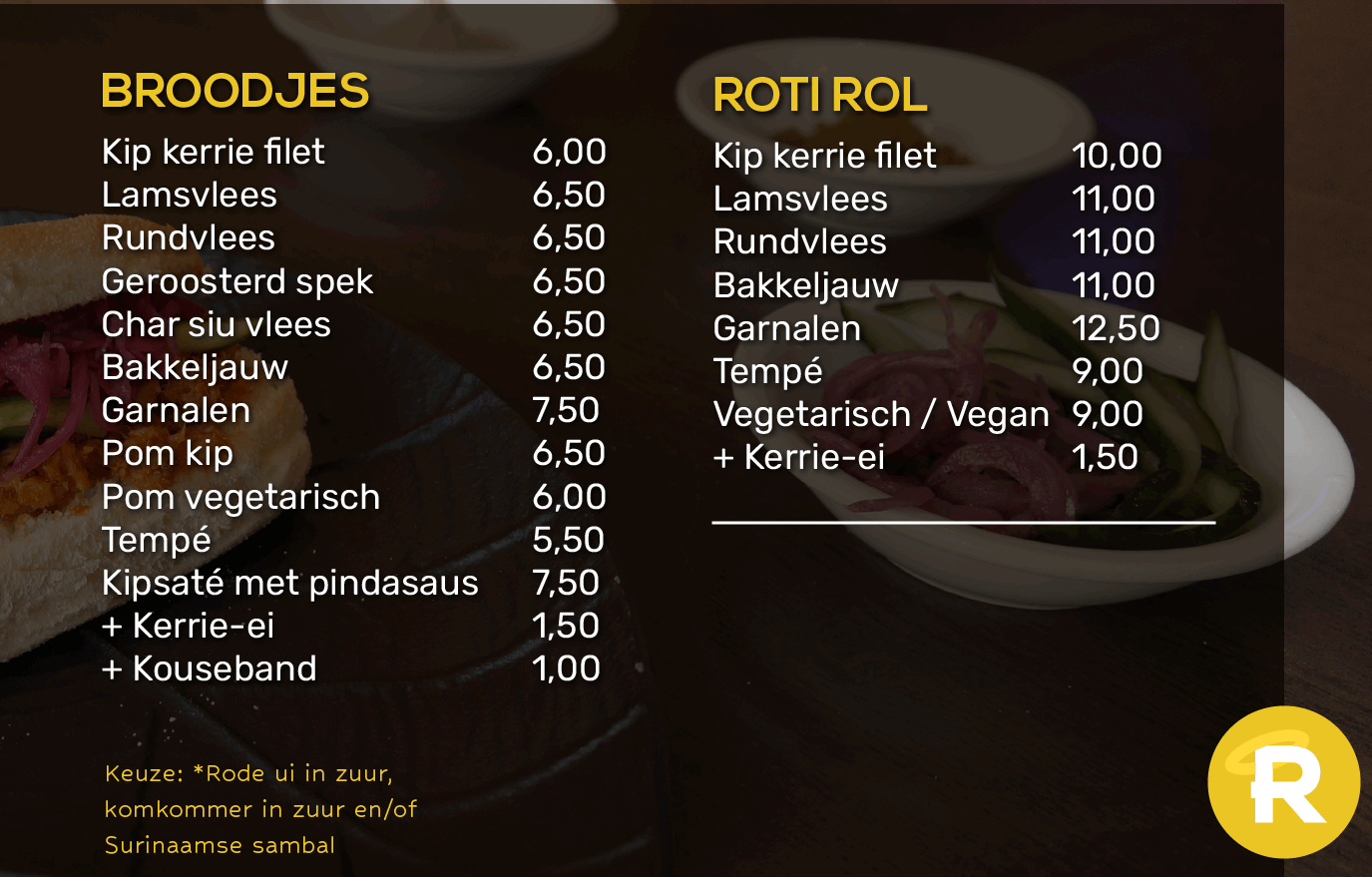 Holy Roti Nijmegen Menu Surinaamse Broodjes Rotirol