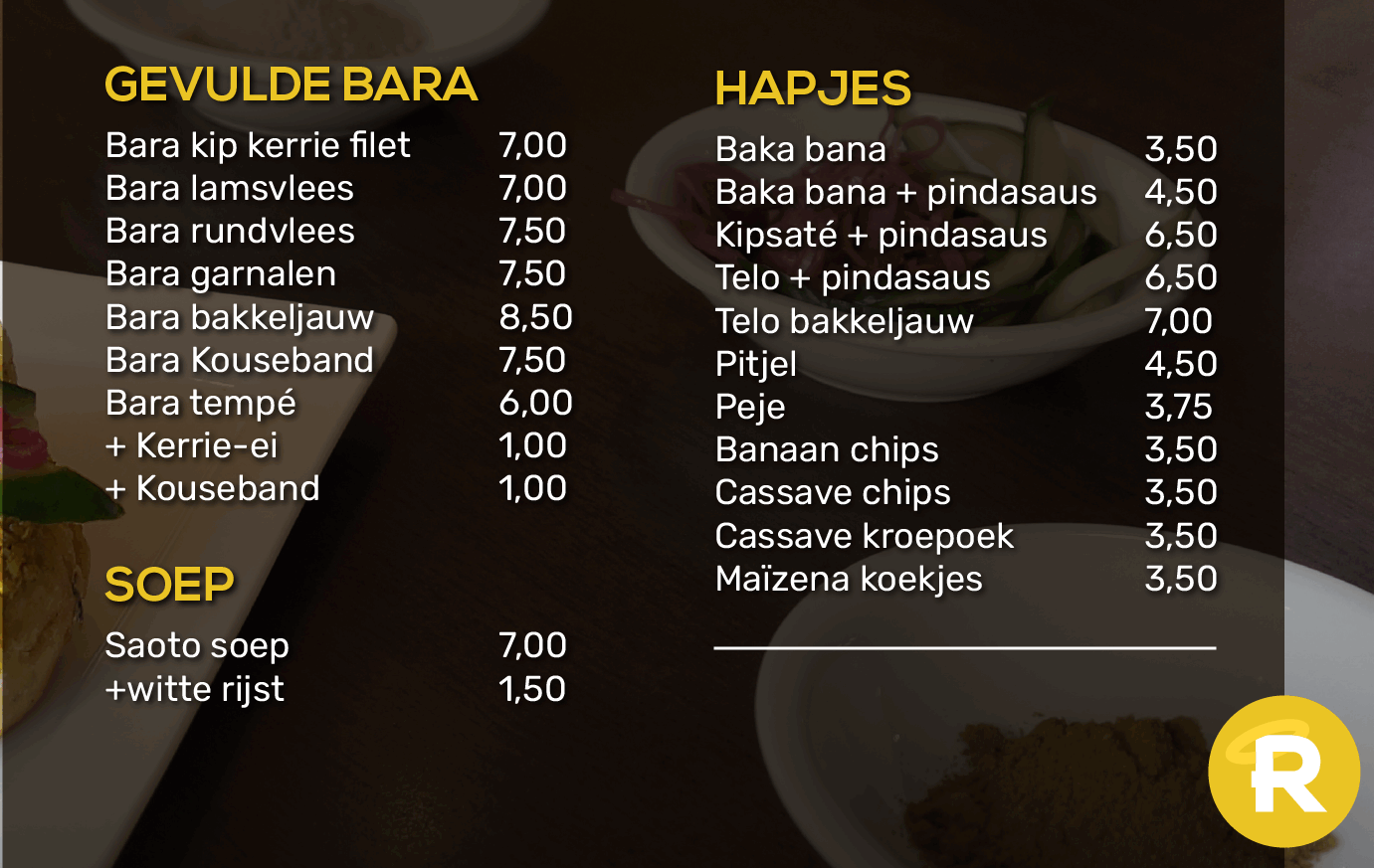 Holy Roti Nijmegen Menu Surinaamse Hapjes Bara